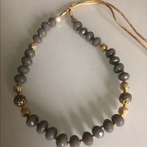 HANDMADE faceted bead Indian necklace gold pearl
